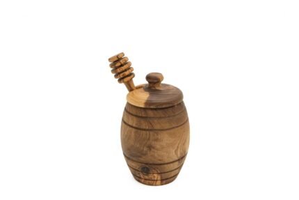 Комплект бурканче с лъжичка за мед от маслиново дърво 12x7.5x7.5 cm